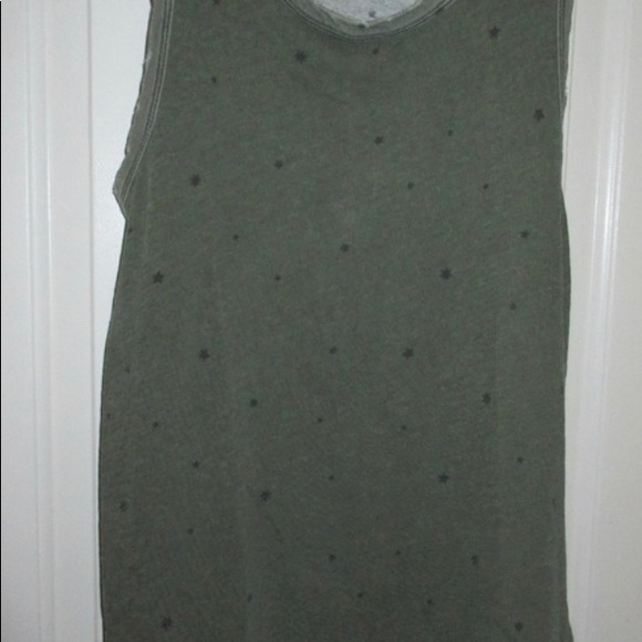 Current/Elliott Muscle Tank Top Army Green Star - Picture 5 of 5